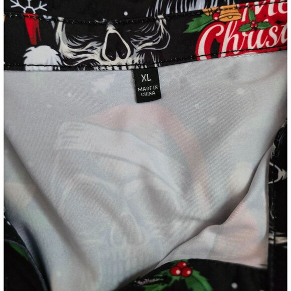 Funny Christmas Skull Polo Shirt Santa biker goth grunge whimsygoth holiday - Picture 4 of 6